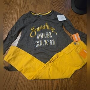 Gymboree Gray and Yellow Long Sleeve Tee Set
